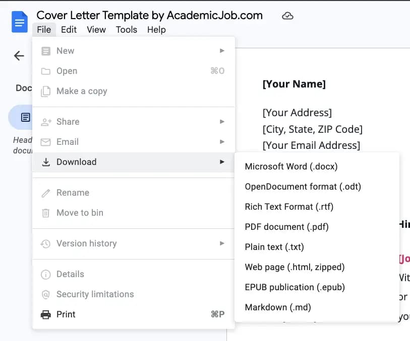 Cover Letter Preview