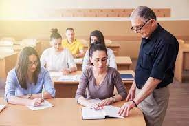 linguistics students in discussion