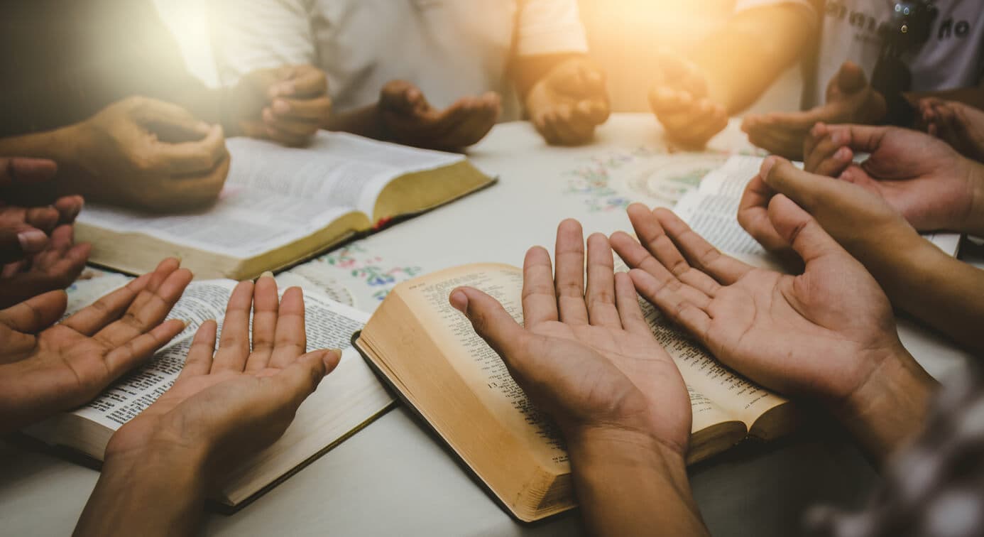 Religious studies and theology books on a shelf