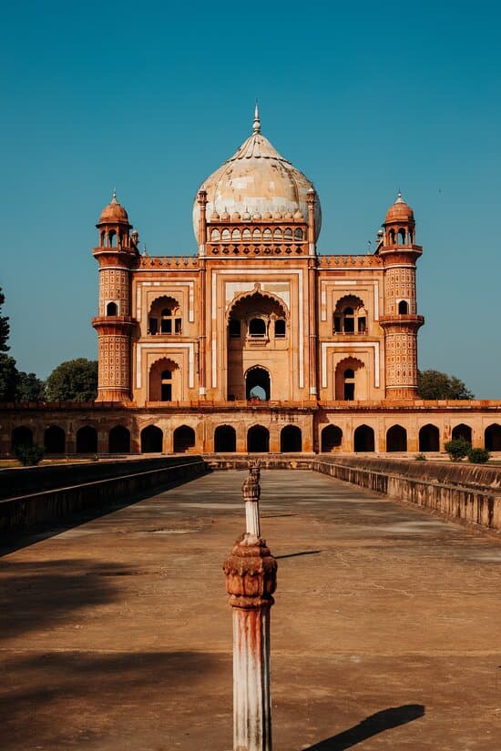 The panoramic view of New Delhi, showcasing its iconic landmarks intertwined with modern academic institutions, symbolizing the city's blend of tradition and educational excellence.