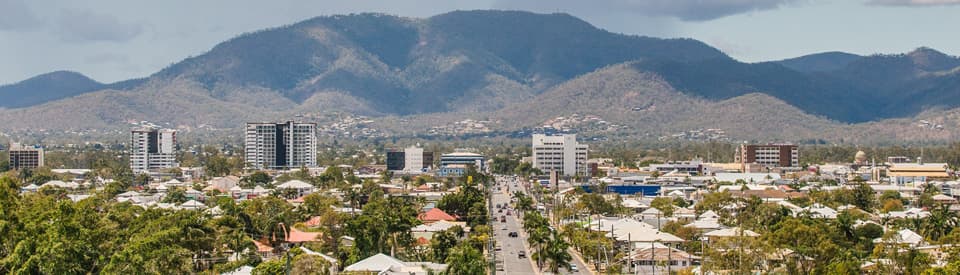 Academic Jobs Panoramic view of Rockhampton, Australia skyline with Fitzroy River