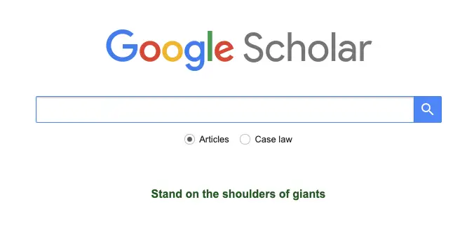 Google Scholar interface showing academic search results and features