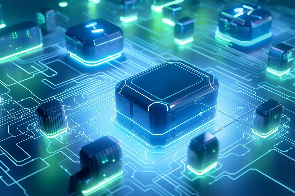 An image capturing the essence of Electrical Engineering, showing an engineer working on a complex circuit board, symbolizing innovation and precision